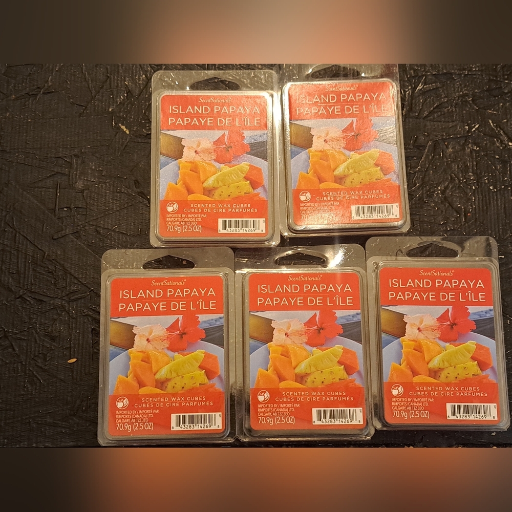 Lot Of 5 ScentSational Island Papaya Scented Wax Cubes
